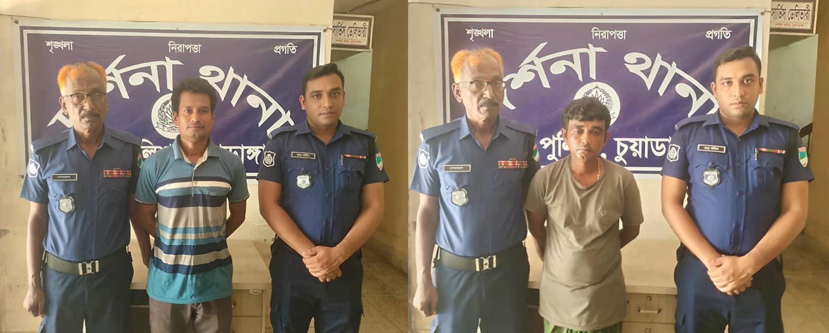 চুয়াডাঙ্গার দর্শনায় পুলিশের সাঁড়াশি অভিযান: বিস্ফোরক ও মাদক মামলার দুই আসামী গ্রেফতার