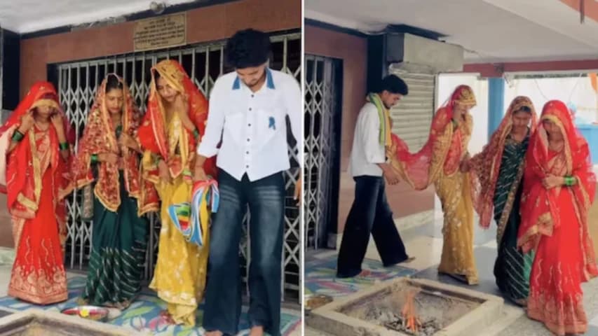 ভারতে এক যুবককে বিয়ে করলেন তিন বোন, ছড়িয়ে পড়া ভিডিওতে চরম বিতর্ক
