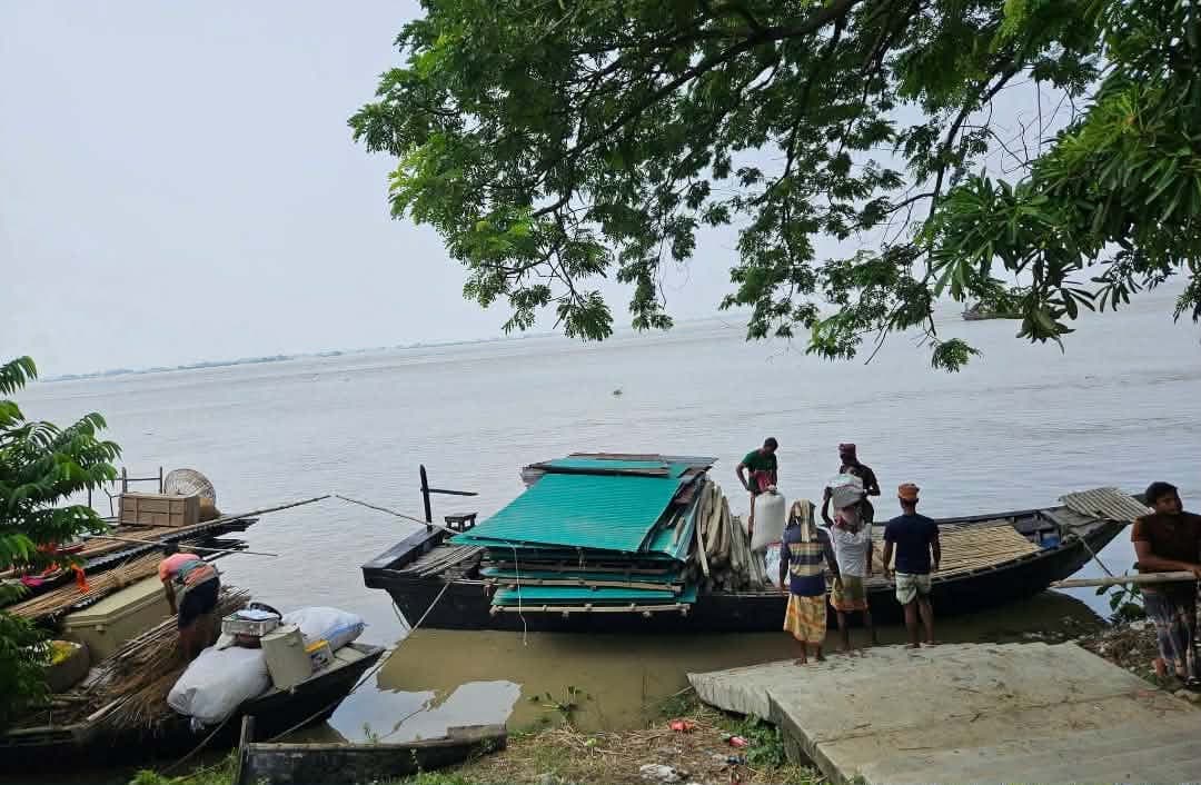 ভরা যৌবনে পদ্মা, দিশেহারা চরাঞ্চলের মানুষ পানিবন্দির শঙ্কা
