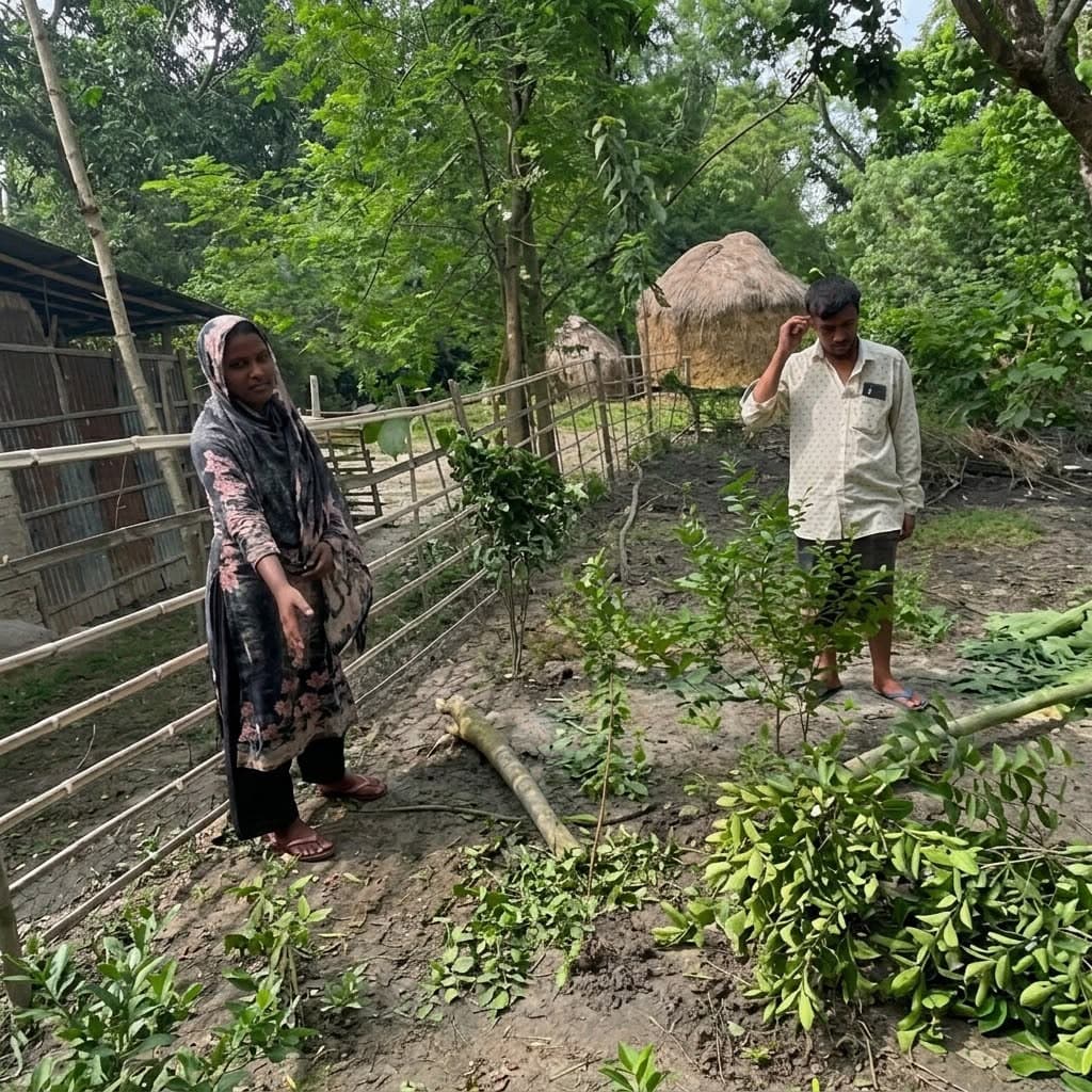 পাঁচবিবিতে ফলজ গাছ কর্তণ ও উঠানের বেড়া ভেঙে ফেলার অভিযোগ