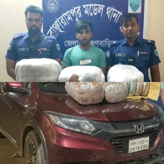 ২৮ কেজি গাঁজা উদ্ধার, প্রাইভেটকারসহ ১ মাদক কারবারী গ্রেফতার