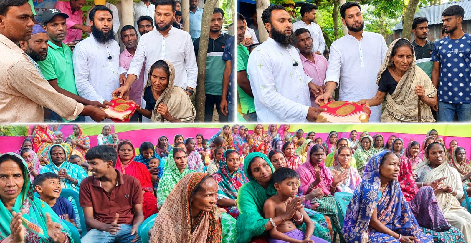 সাঘাটায় সনাতন ধর্মাবলম্বী নারীদের মাঝে শাড়ি বিতরণ, মন্দির উন্নয়নেও সহায়তা